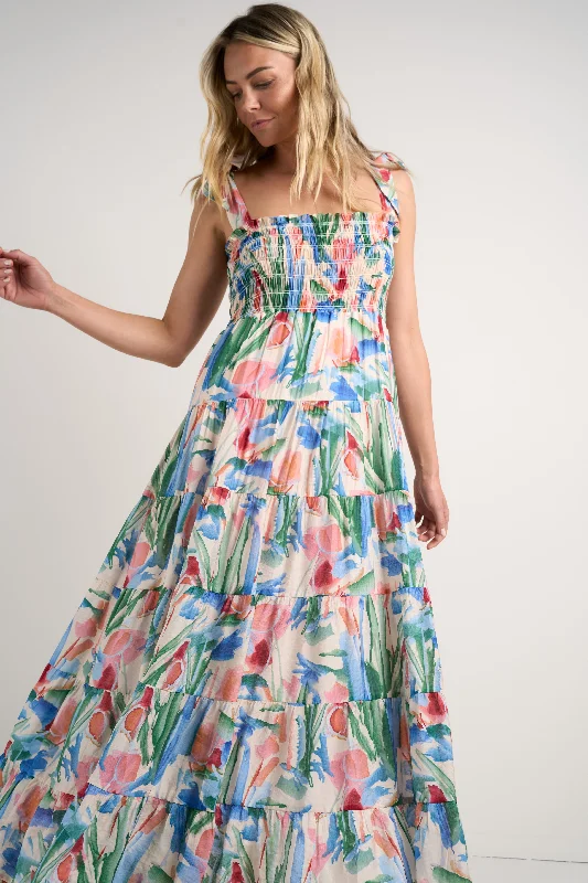 Pearl DressIsabella Watercolour Strappy Tiered Maxi Dress