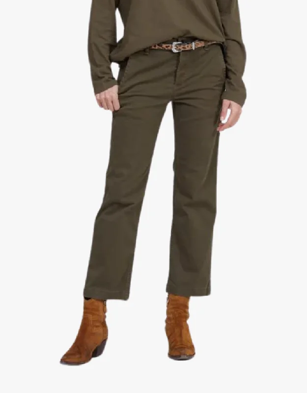 women's travel pantsASKK NY Slim Fit Twill Chinos in Safari Green