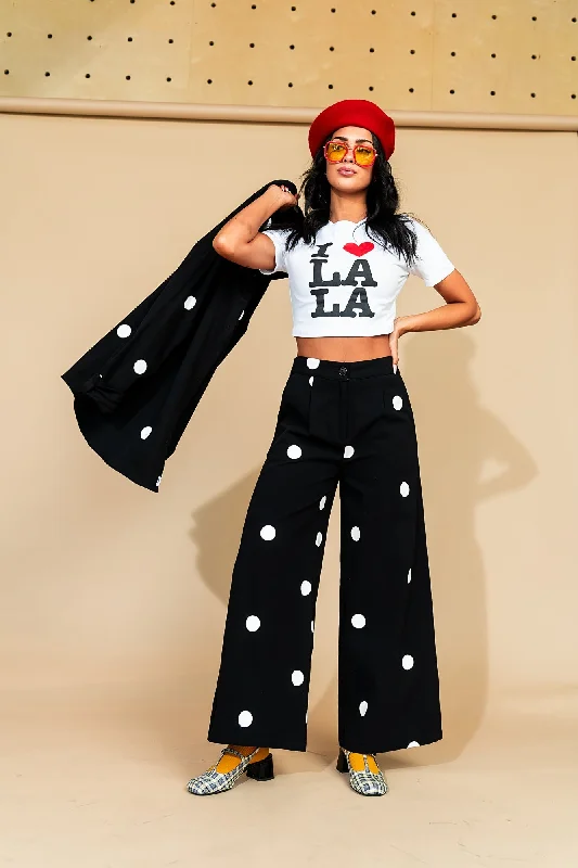 women's trendy pantsCause a Scene Wide Leg Pants in Polka Dot