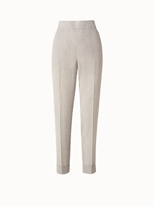 women's casual pantsTapered Viscose Crêpe Microstripe Pants