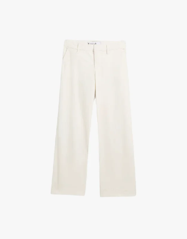 women's petite pantsFrank & Eileen Westport The Italian Wide Leg Chinos in Chalk (Italian Cotton Twill)