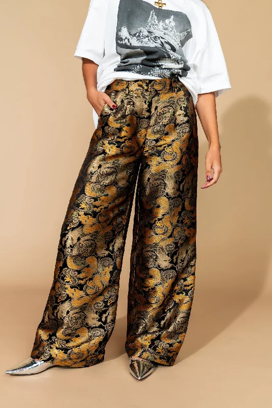 women's sustainable pantsGolden Dragon Brocade Trousers