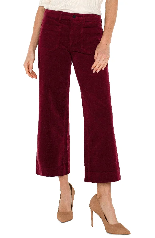 women's cropped pantsPETITE CORDUROY CROP WIDE LEG