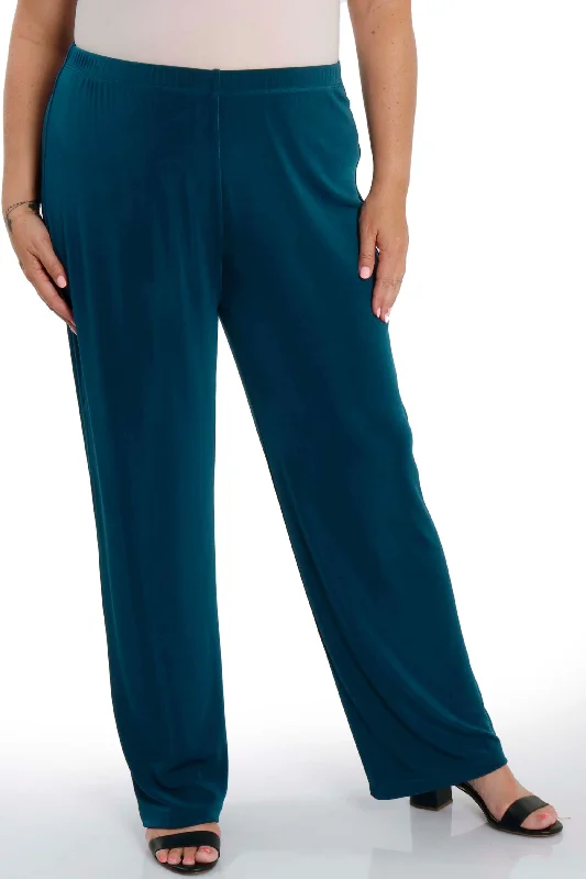 women's distressed pantsVikki Vi Classic Deep Teal Petite Pull-On Pant