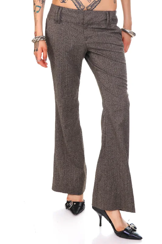 women's mid-rise pantsVintage Y2K Herringbone Flared Trousers - M