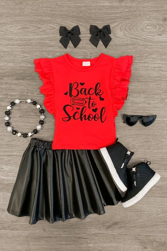 women's custom dresses"Back To School" Pleather Skirt Set