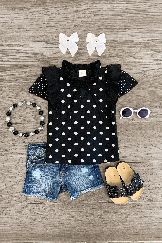 Laced DressBlack & White Polka Dot Ruffle Top