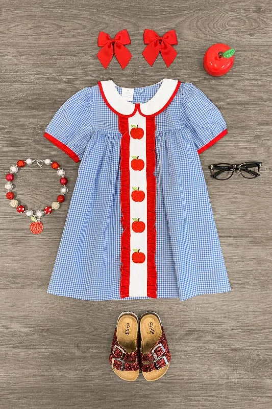 women's everyday dressesBlue Gingham Apple Collar Dress