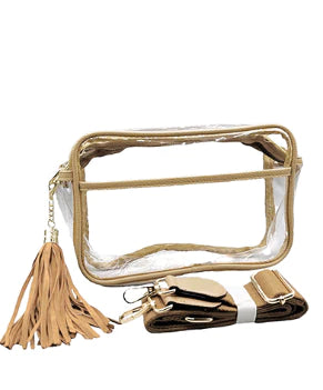 women's mini dressesClear And Gold Rectangle Crossbody