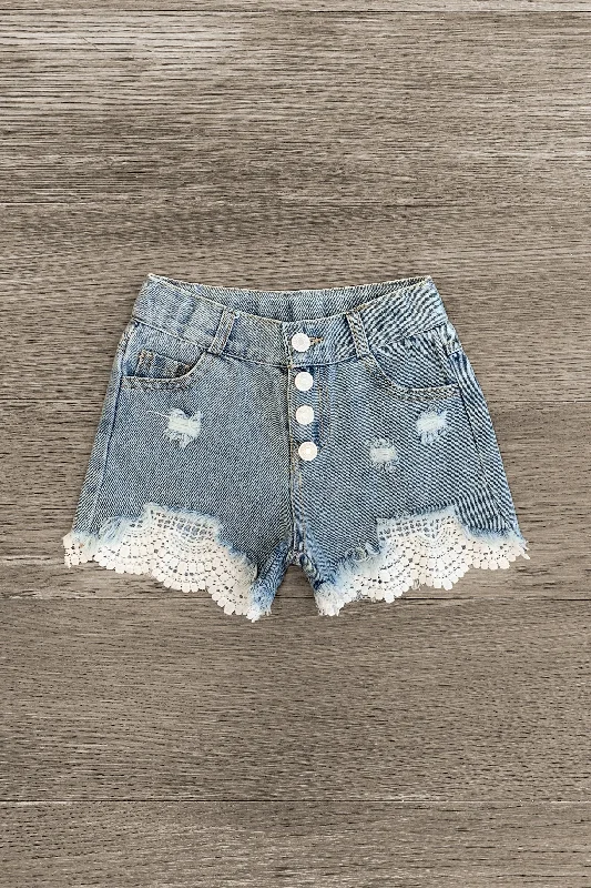 Petite DressWhite Crochet Lace Denim Shorts