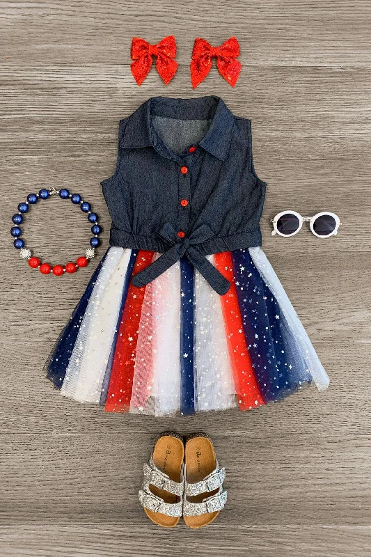 women's bridesmaid dressesDenim Tank & Patriotic Stars Tutu Dress