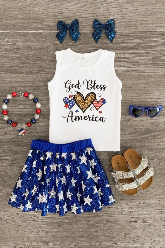 women's fair-trade dresses"God Bless America" Sequin Skirt Set