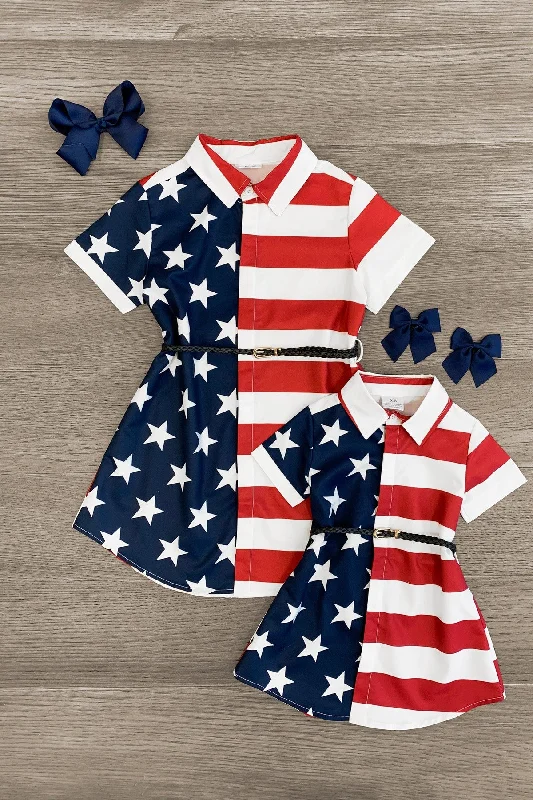 women's sheath dressesMom & Me - American Flag Button Up Dress