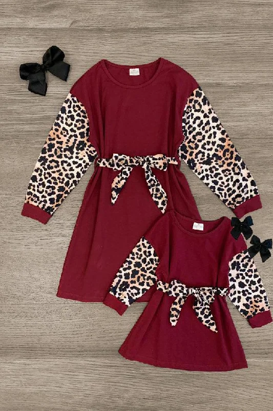 women's easy-to-wear dressesMom & Me - Burgundy Leopard Dress