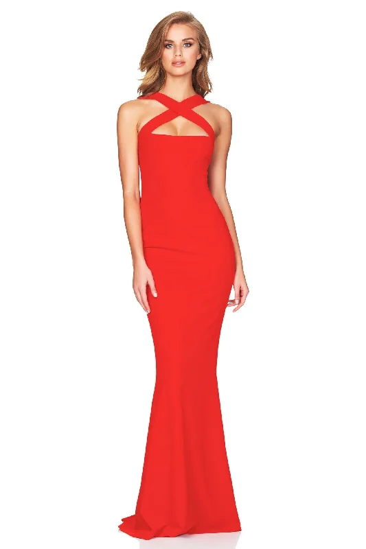 women's satin dressesNookie Viva 2 Way Gown - Cherry