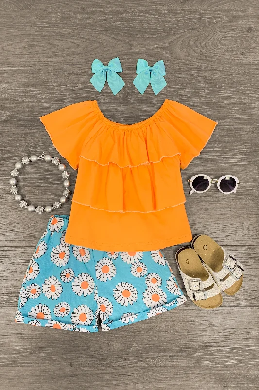 Casual Chic DressOrange & Blue Daisy Short Set