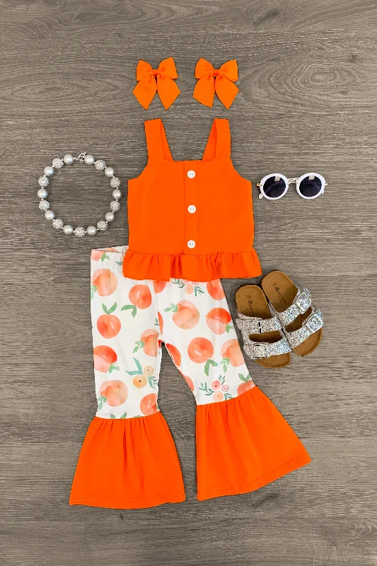 Scoop-Neck DressOrange Peaches Bell Bottom Set