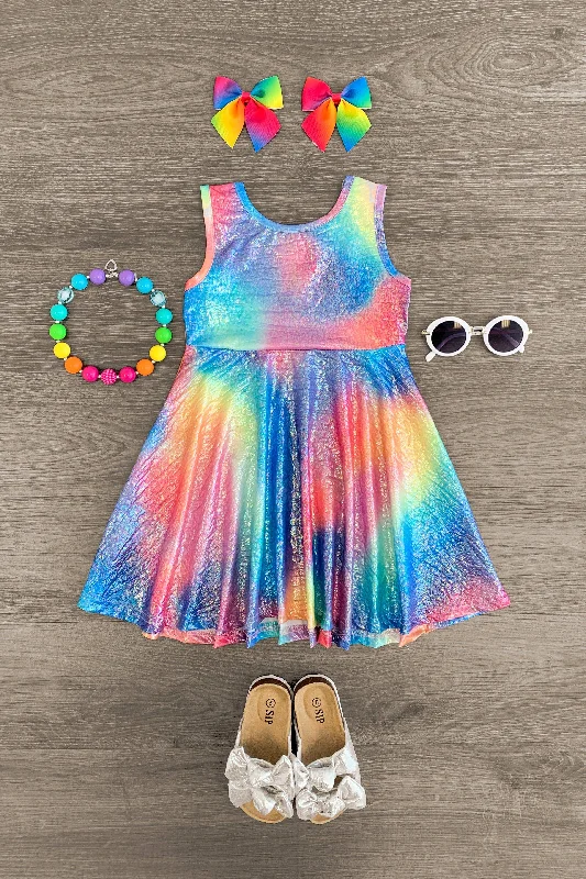 Fit-And-Flare DressRainbow Metallic Dress