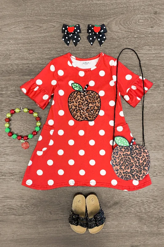 Silk DressRed Polka Dot Cheetah Apple Dress