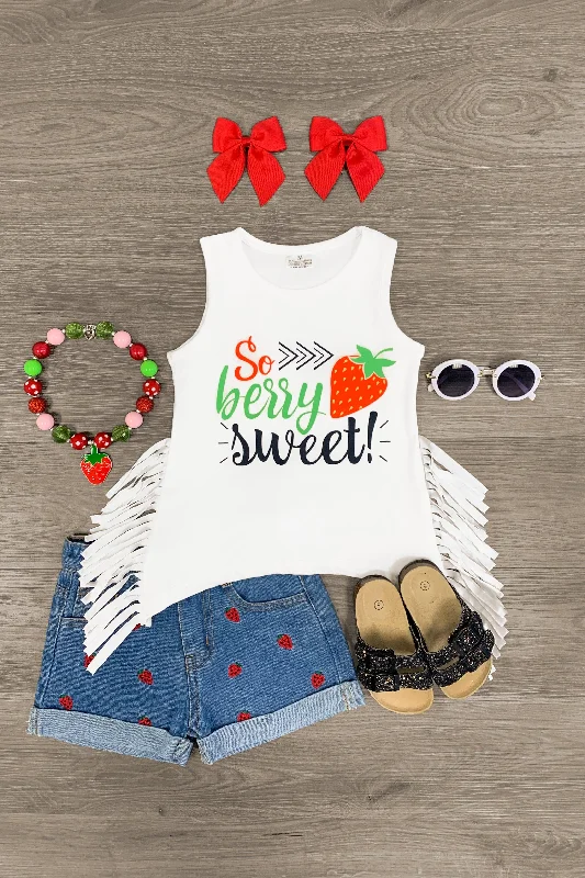 Embellished Dress"So Berry Sweet" Frayed Tank & Denim Short Set