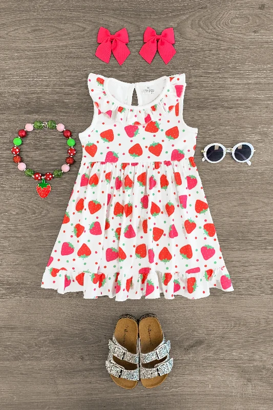 women's custom dressesStrawberry Ruffle Tank Dress