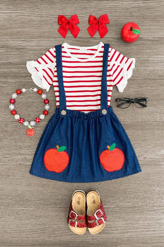 Cocktail DressGlitter Apple Suspender Skirt Set