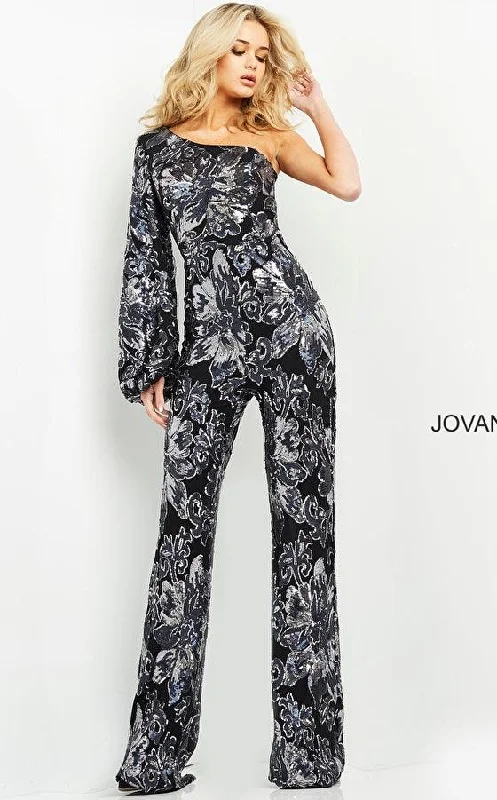 women's jumpsuits for pear-shaped bodiesJovani 03425 One Shoulder Jumpsuits