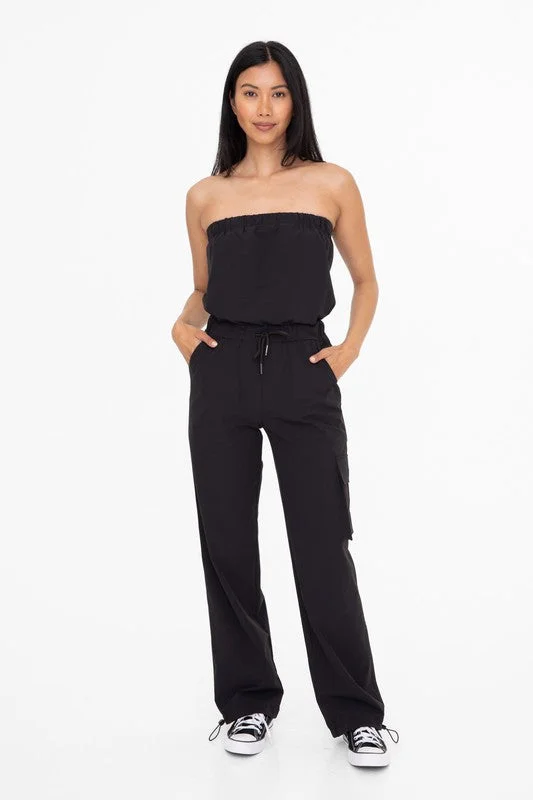 women's jumpsuits with flutter sleevesStreet Chic Strapless Cargo Jumpsuit