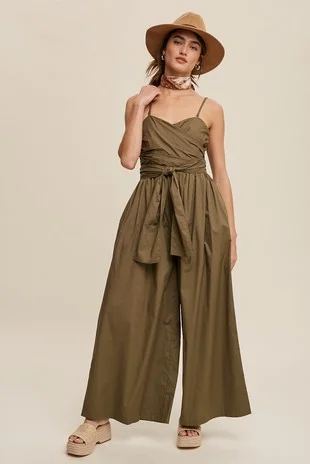 women's jumpsuits made of satinWrap Around Wide Pant Jumpsuit